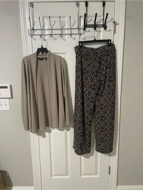 Women's Patterned Wide-Leg Pants - Black Multi medium Susan graver med cardigan